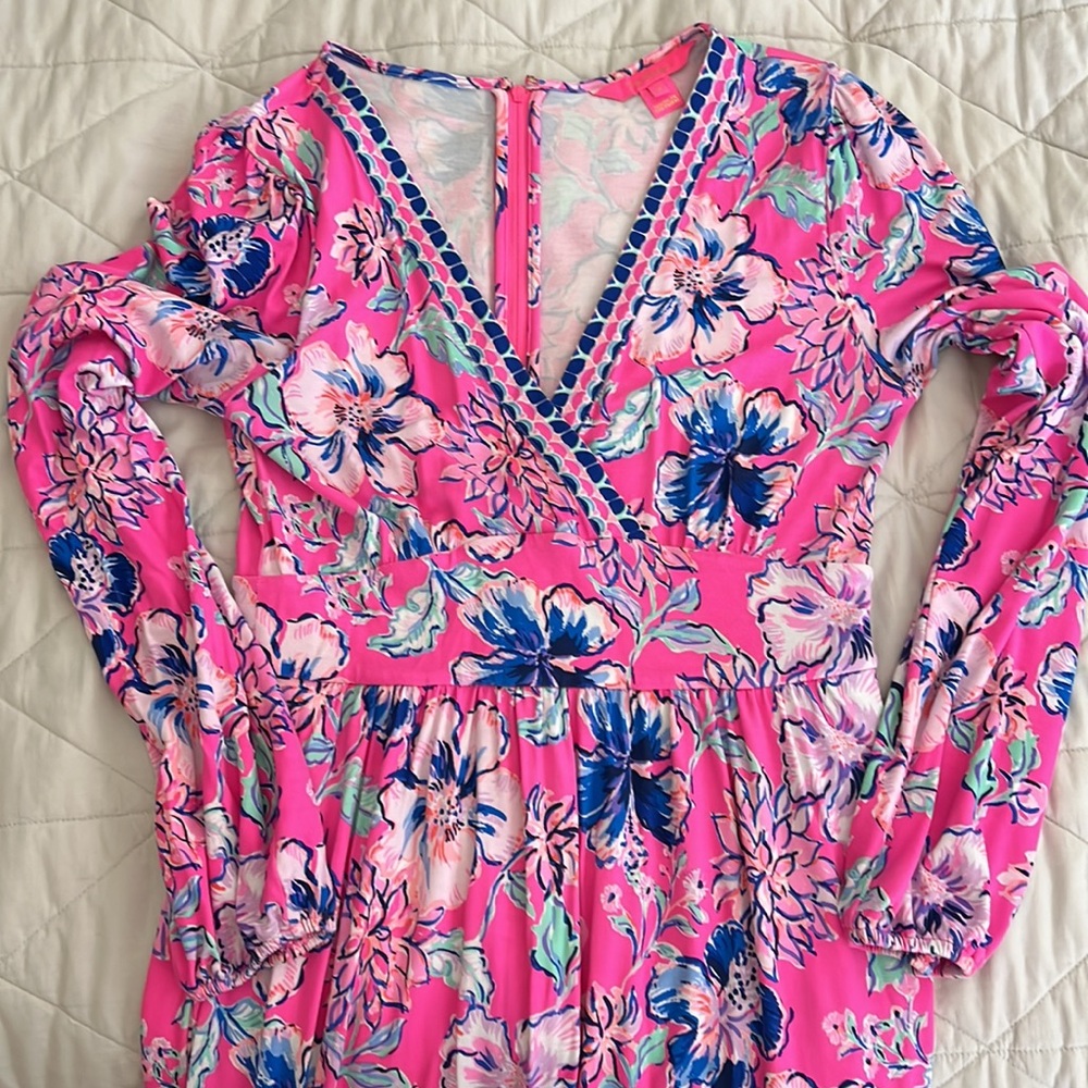 Lilly Pulitzer Carmilla Dress Pink Isle Last Bud Not Least 2 Preppy Coastal - Picture 7 of 16